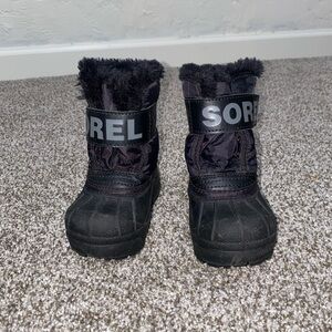 Sorel Black Snow Boots with Fur Trim